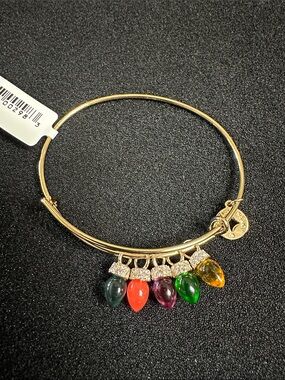 Alex and Ani Christmas Light Bulb Charm Bangle in Original Gold Finish